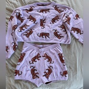 Nasty Gal Lavender Colored Tiger Print Sweater Set